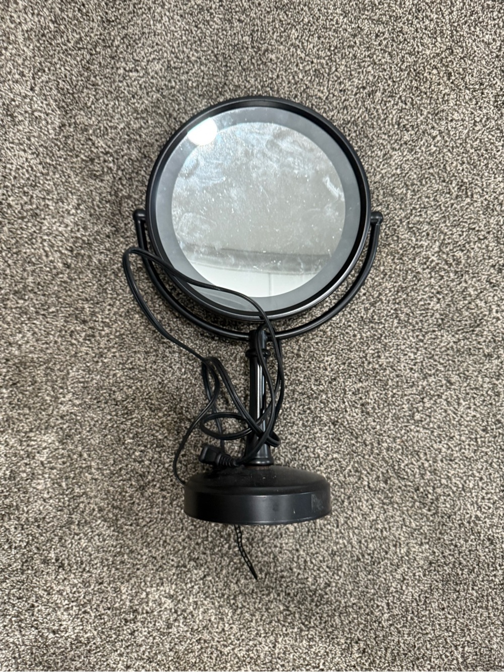 Black Double-Sided Vanity Mirror with LED Light